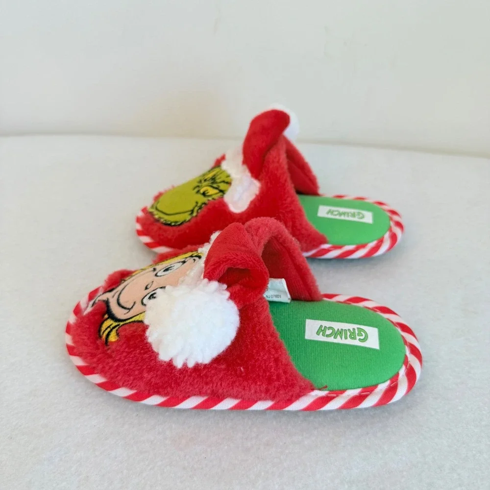 Dr Seuss Grinch Cindy Lou Who Christmas Slippers kids Size 7-8 Holiday Plush